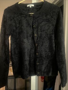 Madewell Black Fuzzy Button-Up Cardigan
